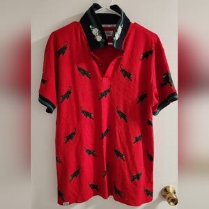 Rs1ne Polo Shirt with Panther Print, Size L